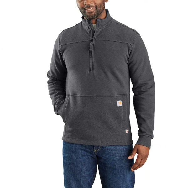Carhartt FR Rain Defender Relaxed Fit Mock-Neck Fleece Pullover in Shadow Gray